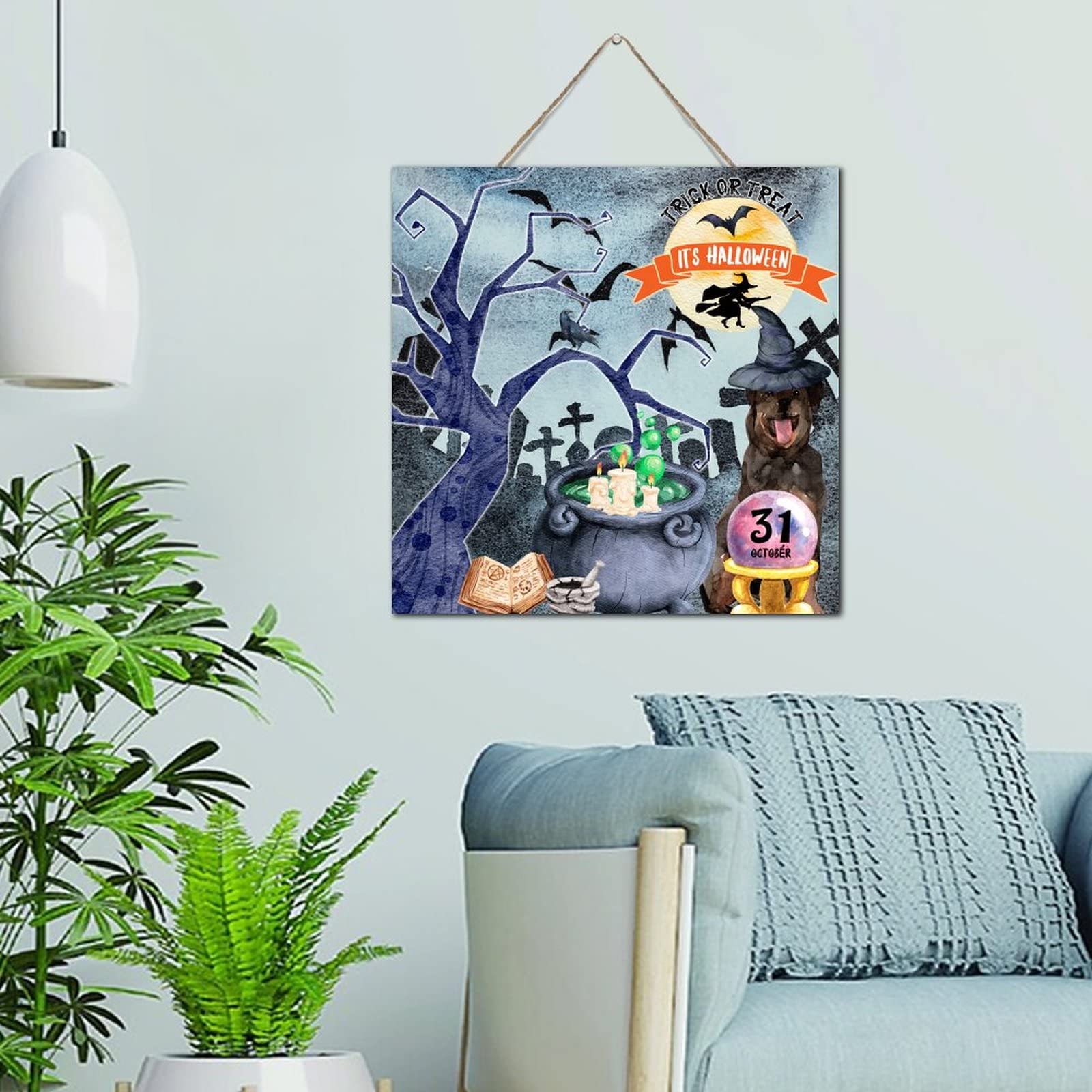 Hocus Pocus suspension Halloween en bois pour décorer votre intérieur chaleureux
