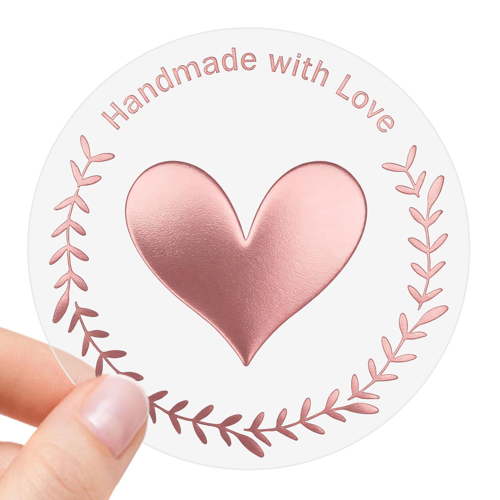 POFET 500 stks Kraft Handgemaakte Ronde Bakken Sticker Zelfklevende Ronde Label Handgemaakte Zelfklevende Stickers Labels Roll Decor voor Giften Thuis