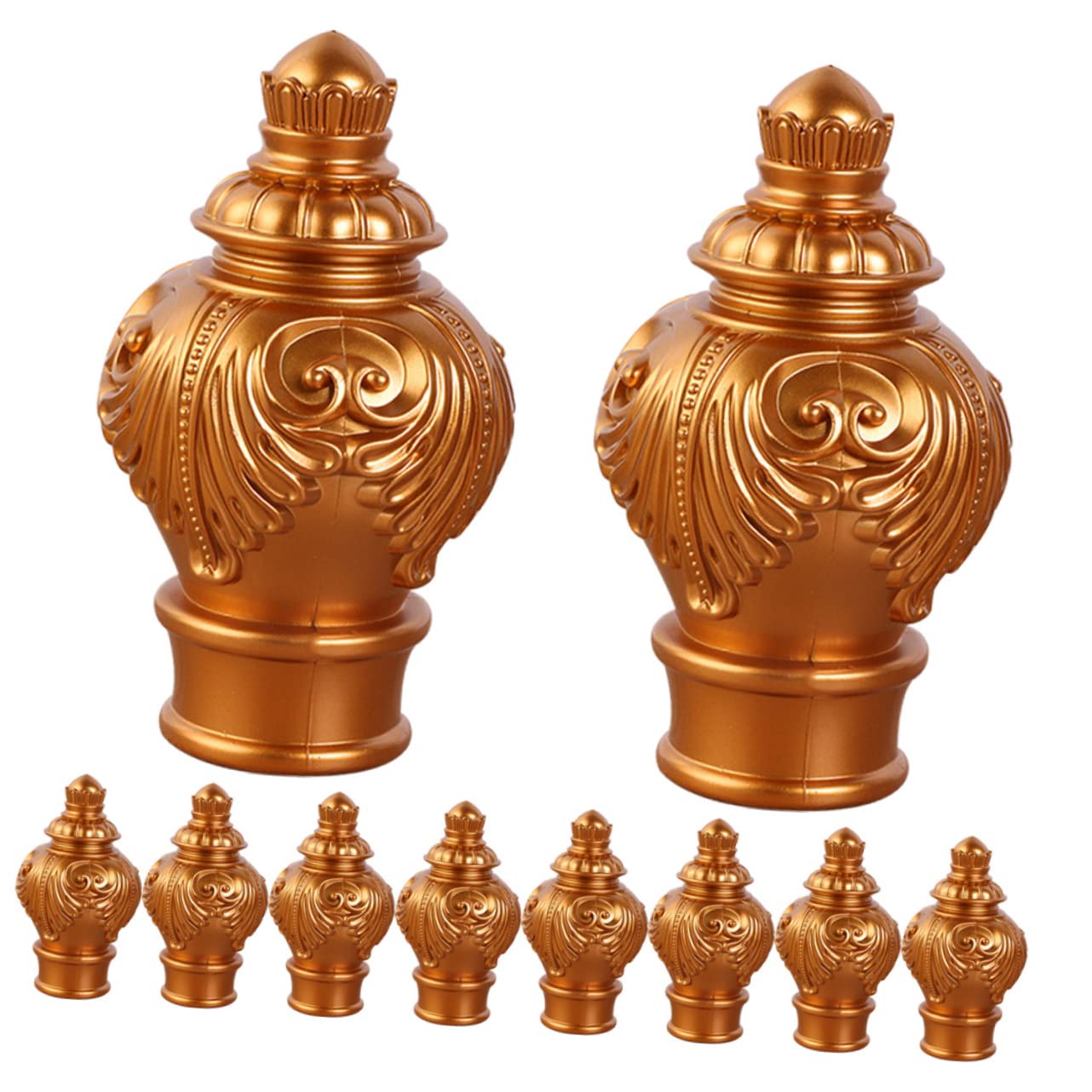 ERINGOGO Window Curtain Rod Plugs 10pcs Warm Gold Silver Plastic for Window Curtain Rod Decor