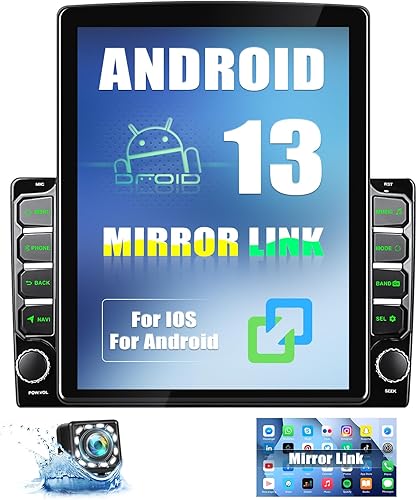 2+64G Android 13 Estéreo de coche doble DIN Radio con Apple Carplay inalámbrico y Android Auto, 9.5 pulgadas pantalla táctil vertical Radio coche