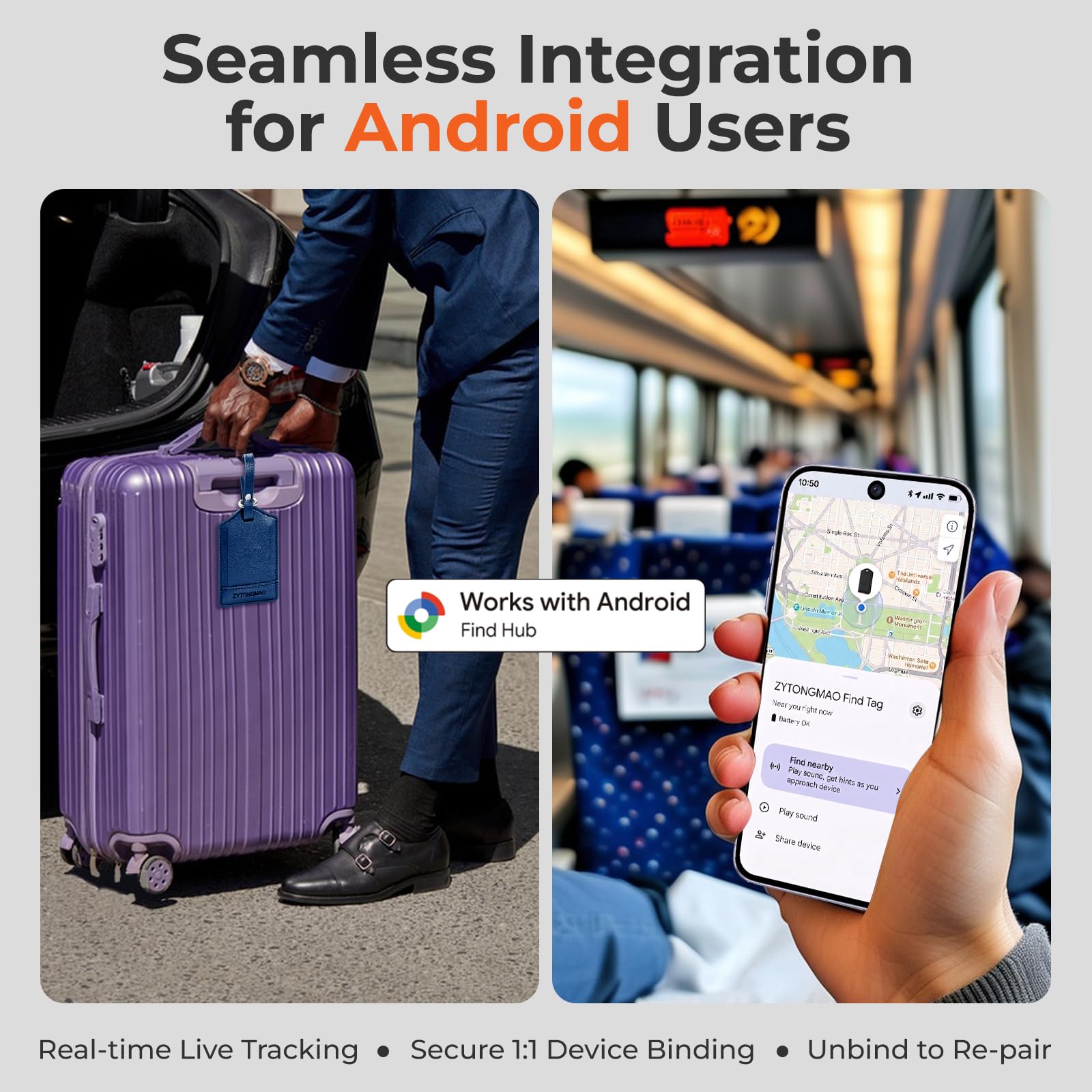 Etichetta intelligente per bagagli con tracker integrato, funziona con Apple Find My e Android, etichetta da viaggio in pelle di alta qualità con copertura per la privacy, localizzatore wireless