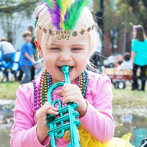 Miniatura 5 de NVENF Diademas de Mardi Gras accesorios de Mardi Gras tocados de plumas máscara de flor de lis diadema de carnaval desfile