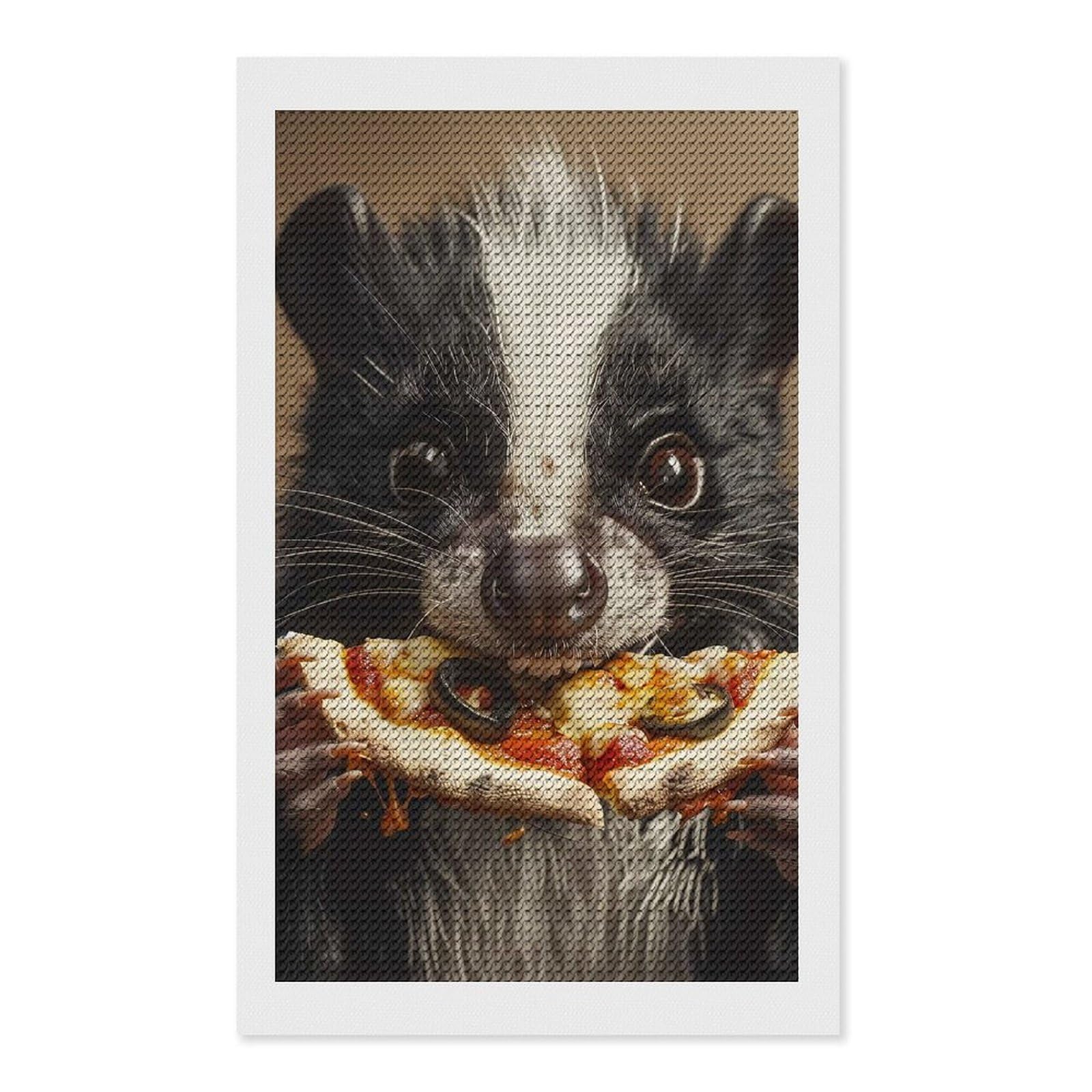 Junmoney Skunk Pizza Diamond Art Kit 12"x20", Neat Printed Canvas, Finish and Display, Relaxing DIY Hobby, Living Room Decor