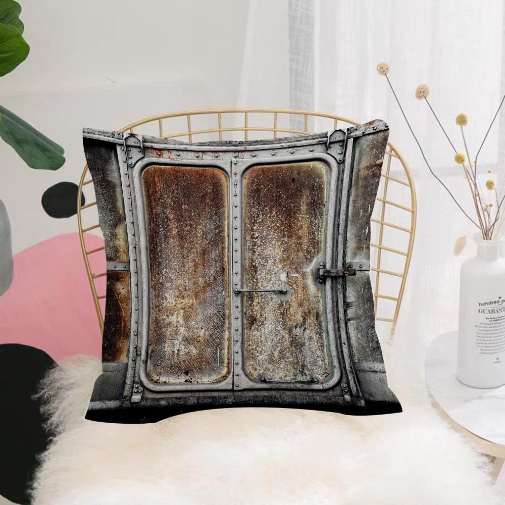 Hyosxw Industrial Vintage Railroad Container Door O - A4 Cushion Cover,Throw Pillow Case Home Decorative For Living Room Bedroom Sofa Chair 18X18 Inch,Industrial Vintage Railroad Container Door Old Metal Locomotive Transportation,Pillowcase 45X45cm