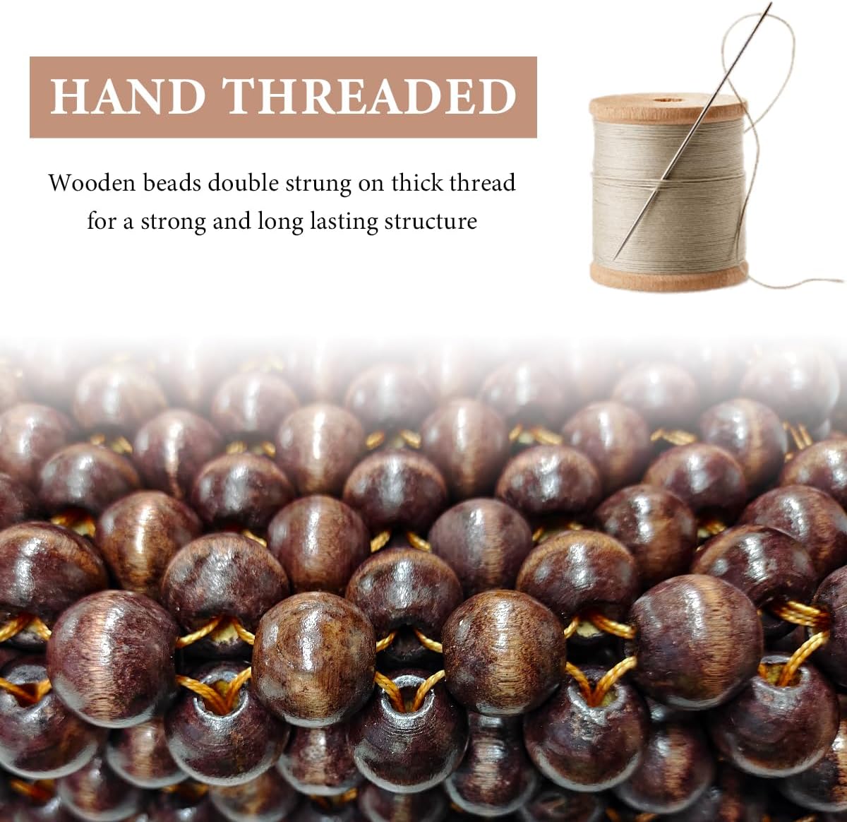 Natural Wood Beaded Seat Cover, Cool & Breathable Back Massaging Cushion for Front Seats, Automotive Seat Mat to Keep Back from Getting Sweaty While Driving, Car Accessories (Coffee)