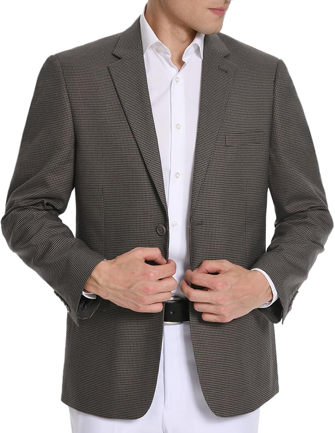 AMY ZHU Men's Blazer Men Sport Coat 2 Button Houndstooth Stretch Cacual Suit Jacket for Daily Wedding Wear