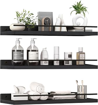 ZVZM Floating Shelves Wall Mounted Shelf, 3 Set Wood shelves for wall, Picture Ledge Display Racks Spice Racks Decorative Wooden Wall Shelves For Bathroom Living Room Kitchen Home Office Laundry room.