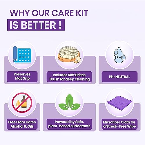 Miniatura 3 de Kit de limpieza de esterilla de yoga  Spray de esterilla de yoga a base de espuma con cepillo suave y paño de microfibra  Esenciales de yoga sin