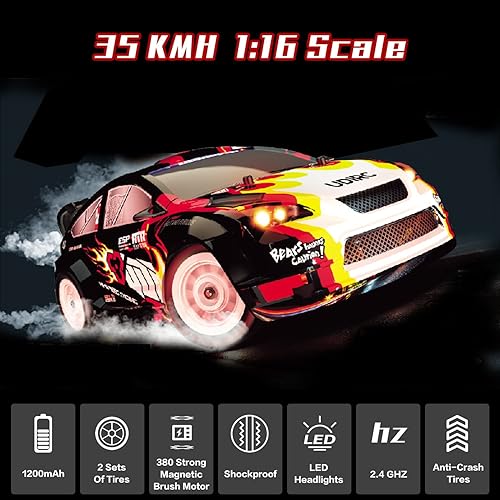 Miniatura 3 de Coche de deriva a control remoto escala 1/16, 30+MPH 4WD de alta velocidad Drift RC Car, vehículo de control de velocidad y dirección de juguete con