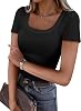 Camiseta básica de mujer ANRABESS de manga corta, cuello redondo, tejido acanalado, ajustada, casual para verano 2026 1