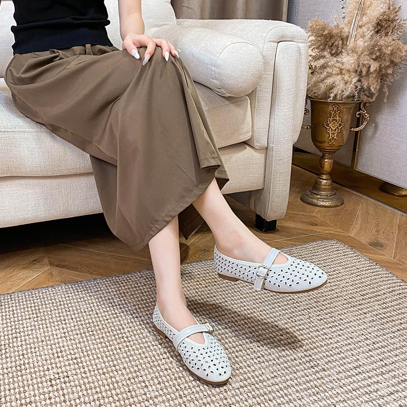 Breathable Perforated Ballet Flats for Women - Mary Jane Style Comfort Flats Shoes - Office & Casual Wear Walking Shoes4