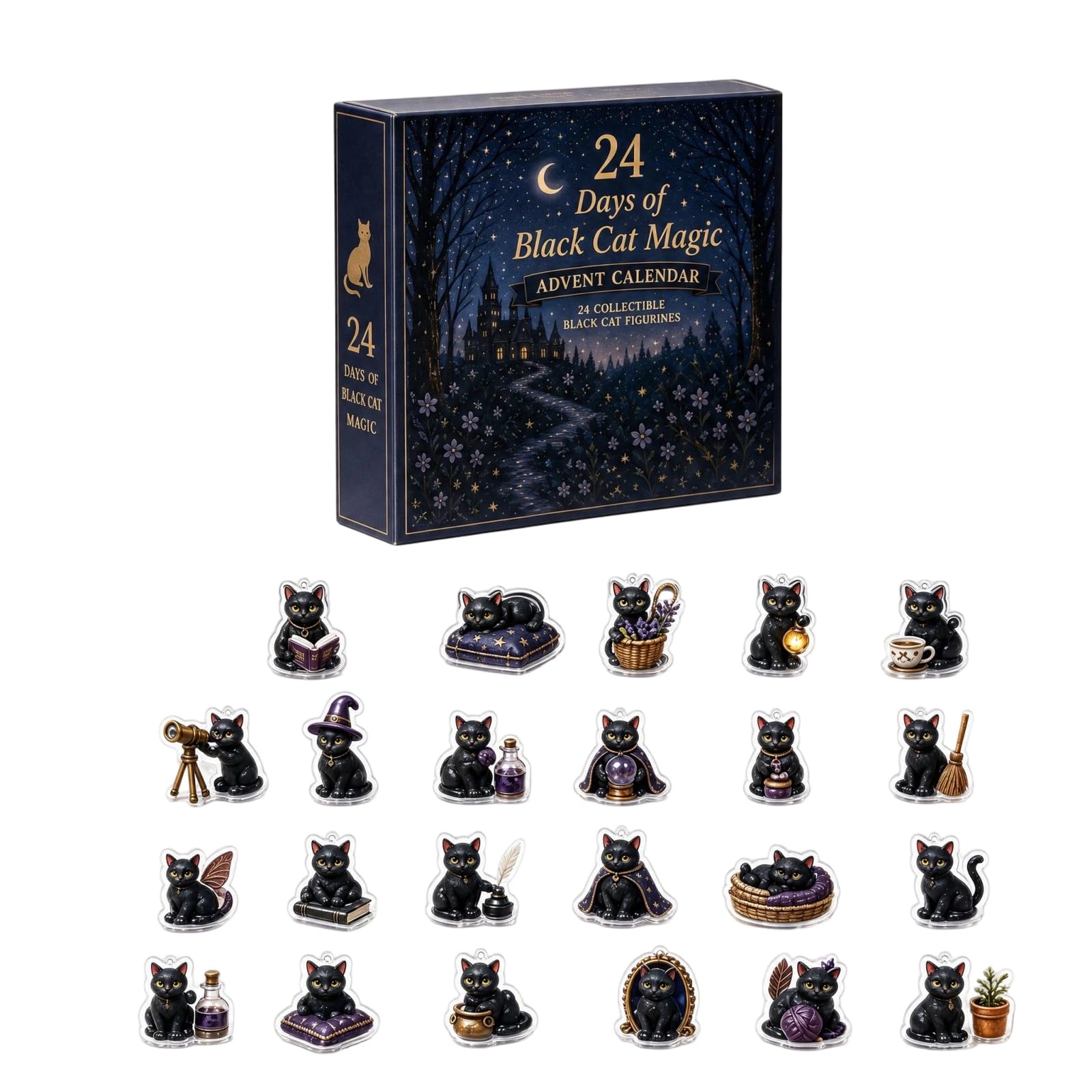 Black Cat Magic Advent Calendar 2026,2D Acrylic Figurines Gift 24ps — image 1