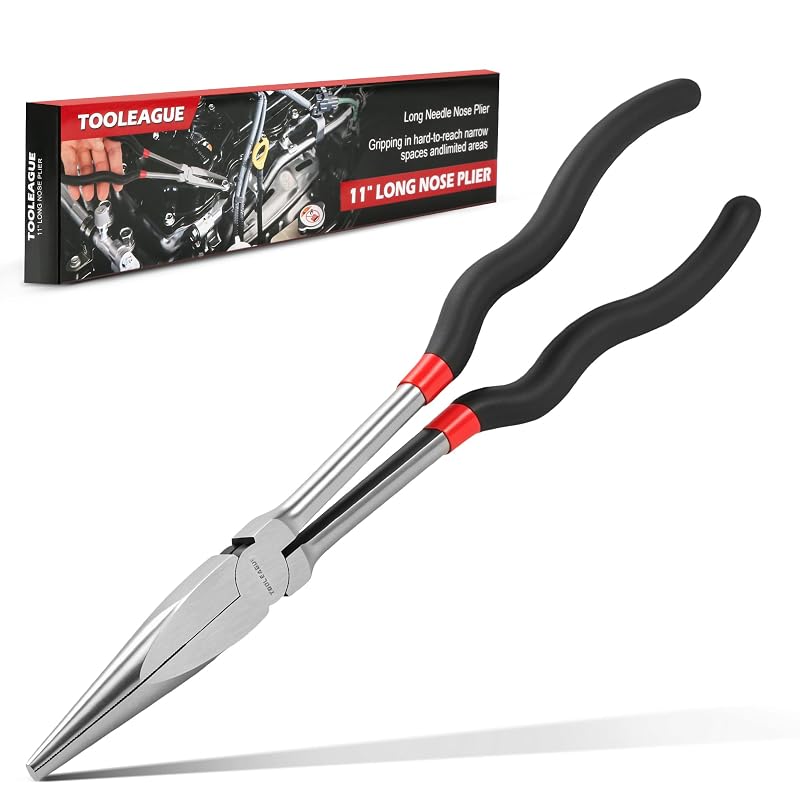 Alicate de bico longo reto TOOLEAGUE com alcance de 27,9 cm e cabo ergonômico, 1 unidade