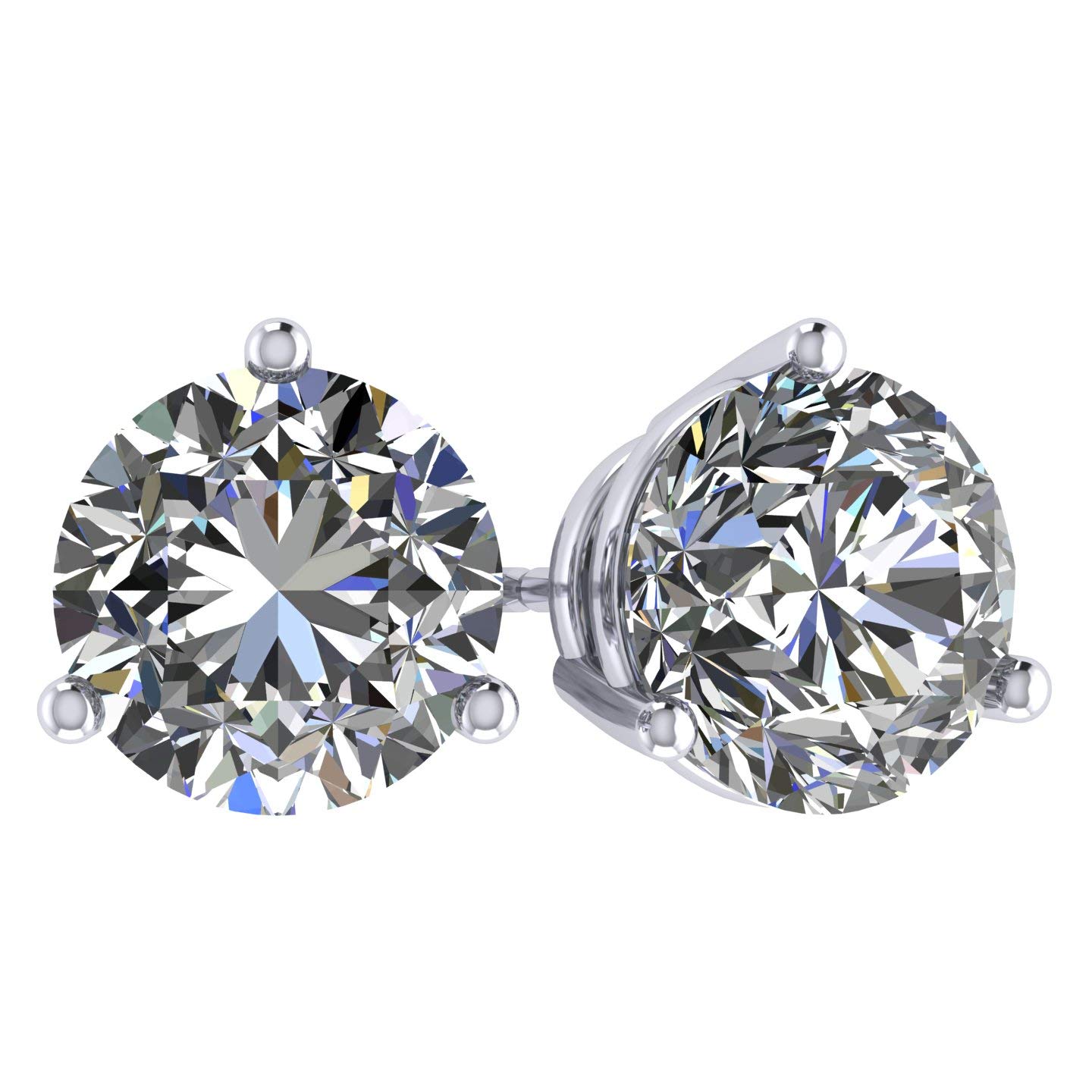 NANA JewelsRound Martini style Simulated Diamond Stud Earrings Silver & CZ 1.50ct-4.00ct Hypoallergenic