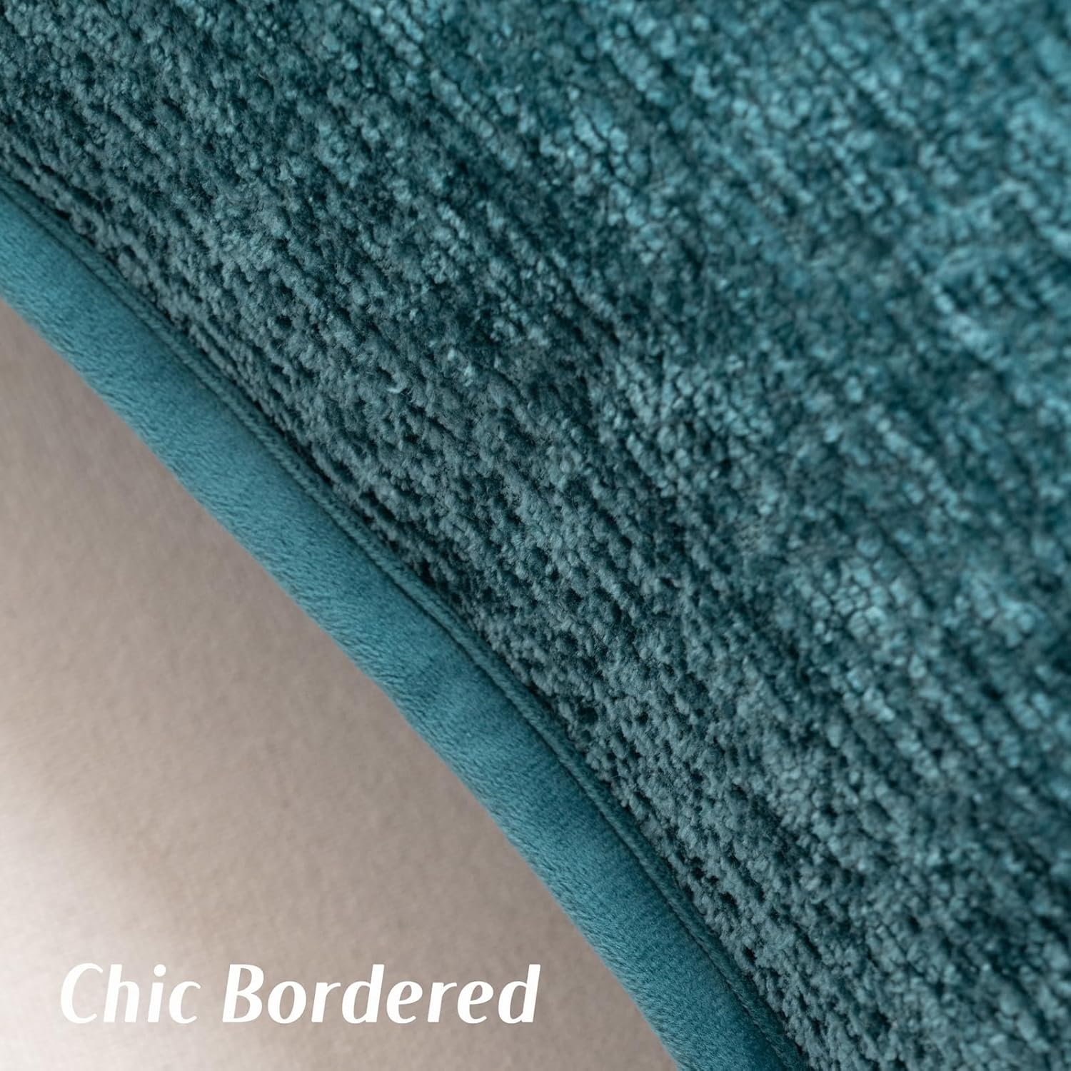 FUTEI Teal Chenille Throw Pillow Covers 18x18 Inch Set of 2,Soft Cozy Bound Edge Design Cushion Case,Home Decor for Couch Bed Living Room - Image 3