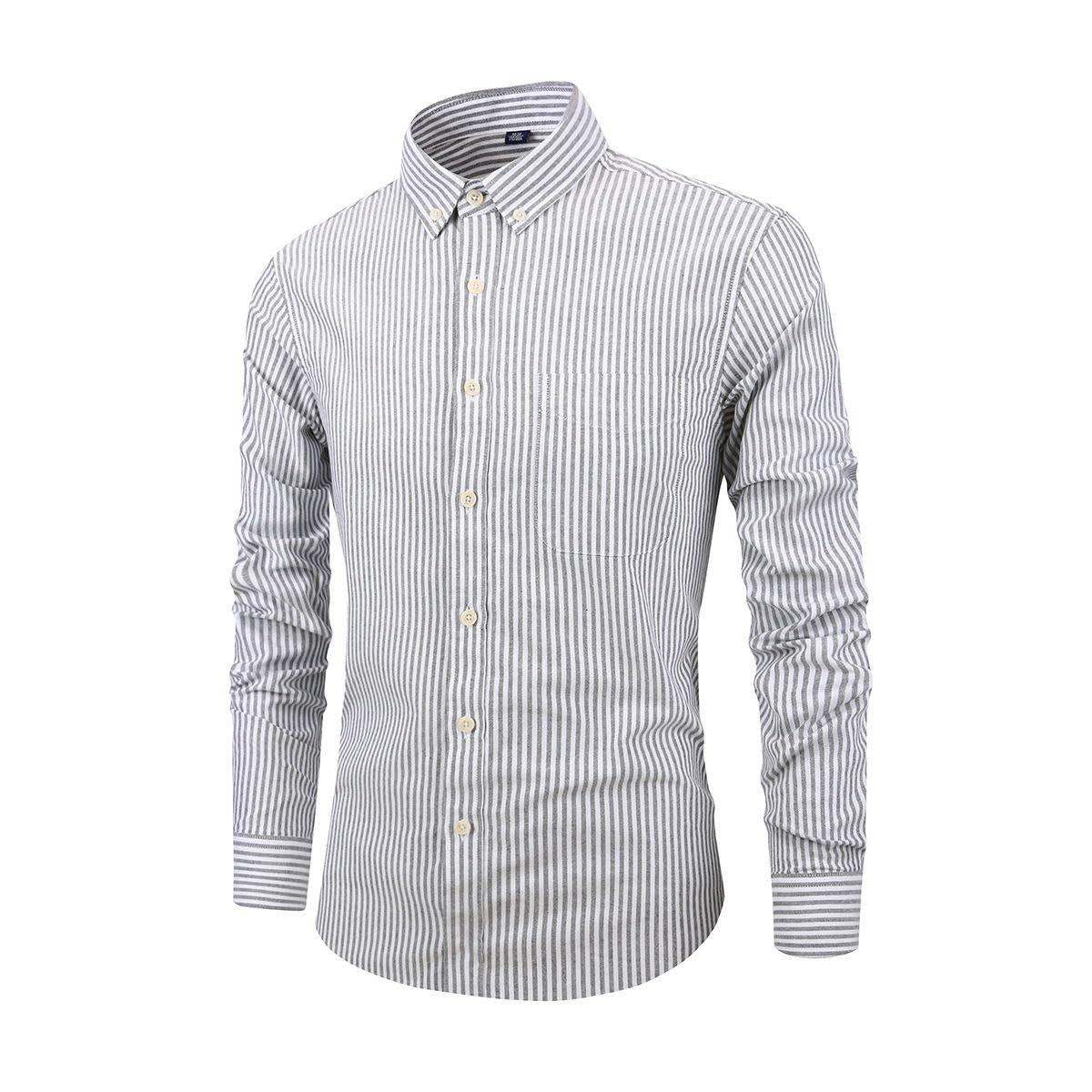 Camicia a maniche lunghe da uomo in cotone a righe Oxford Spinning Slim Fit