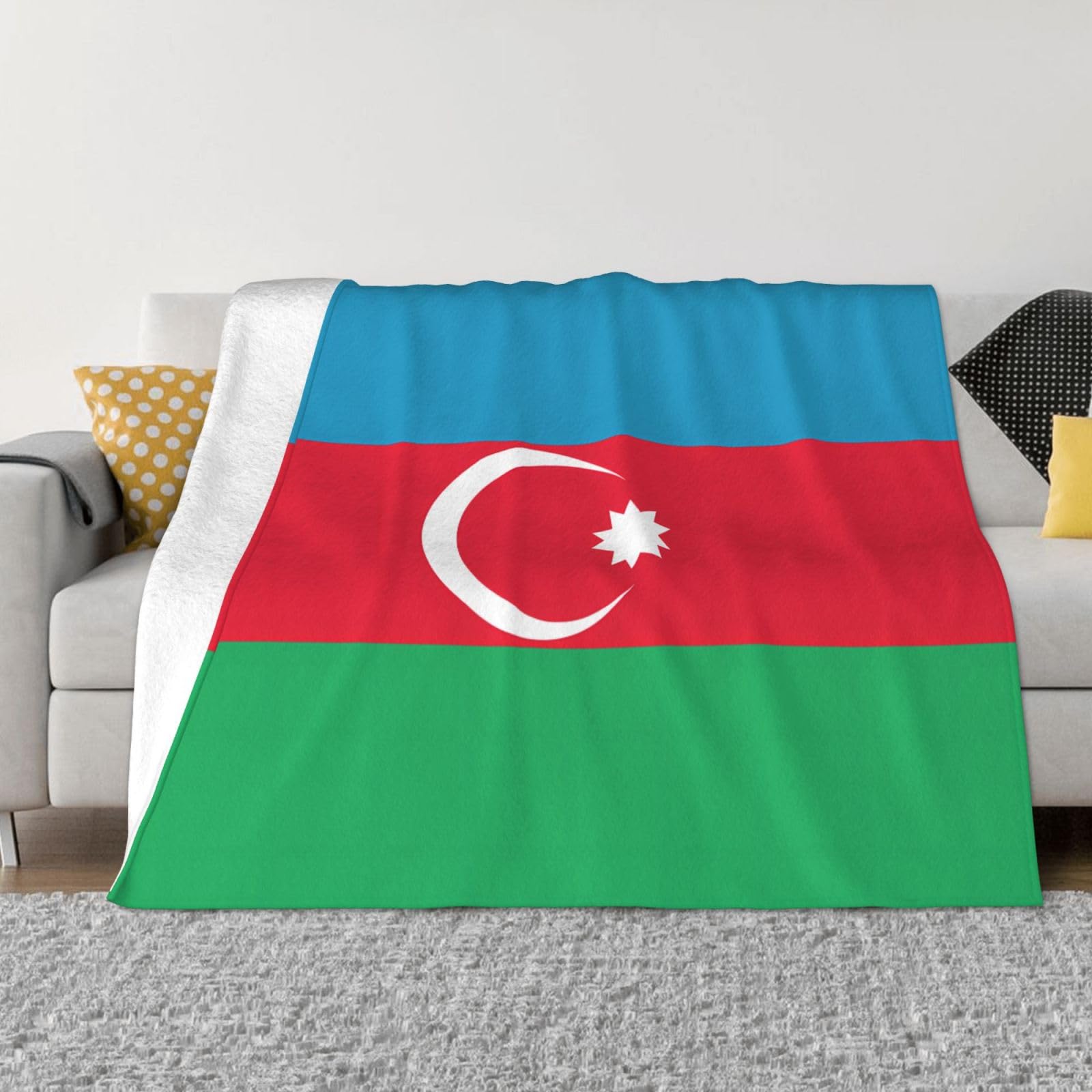 Manta de viaje portátil de 80 x 60 pulgadas, suave, resistente a las arrugas, plegable, exquisita bandera de Azerbaiyán