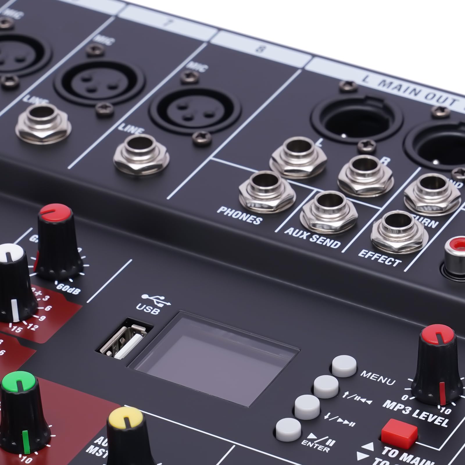 Audio Mischpult 8 Kanal Mixer mit Verstärker – Bluetooth & USB – Ideal für Heim-KTV, Konferenzen, Bars & Live-Auftritte – Professionelle Tonqualität für Studioräume und Bühnen