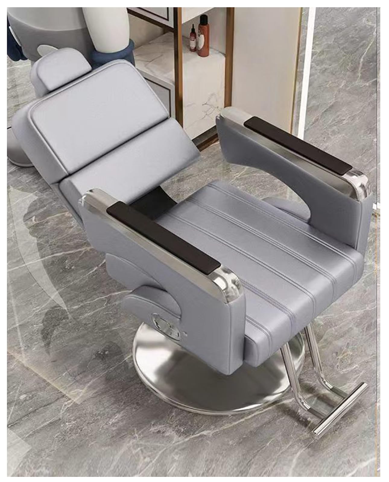 Sedia da barbiere regolabile, stile vintage, con poggiatesta, idraulica, per uomini e donne, stile retrò, per parrucchieri, in ecopelle, comfort e durata