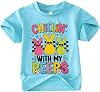 GLIGLITTR 幼児 男の子 女の子 イースターシャツ Chillin with My Peeps イースター衣装 キュート バニー Tシャツ キッズ 半袖 Tシャツ トップス