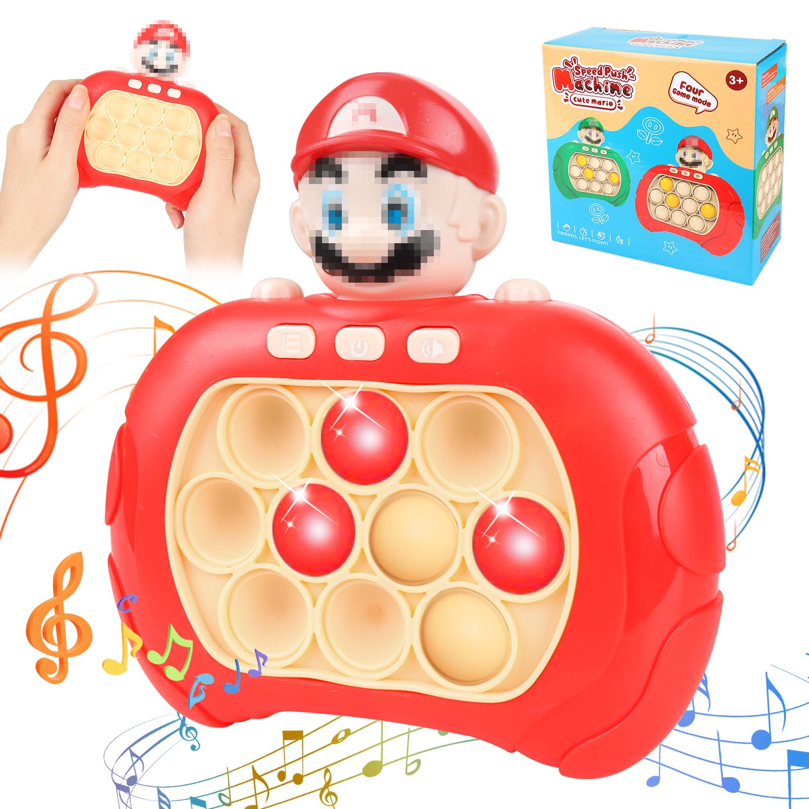 Quick Push Burbujas Juego Consola, Juguete Pop It Electrónico Fidget Toys, Popit Juguete Electronico, Consola Pop it, Quick Push Bubble Game, Speed Push Game Fidget Toys para Niños y Adultos(Mario)