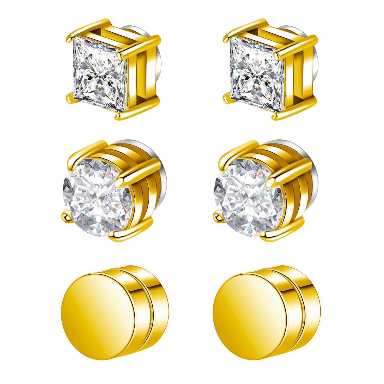 Magnetic Earring Studs Stainless Steel Fake Earring Non Piercing for Women Men Clips On Earrings Silver Black — view 9
