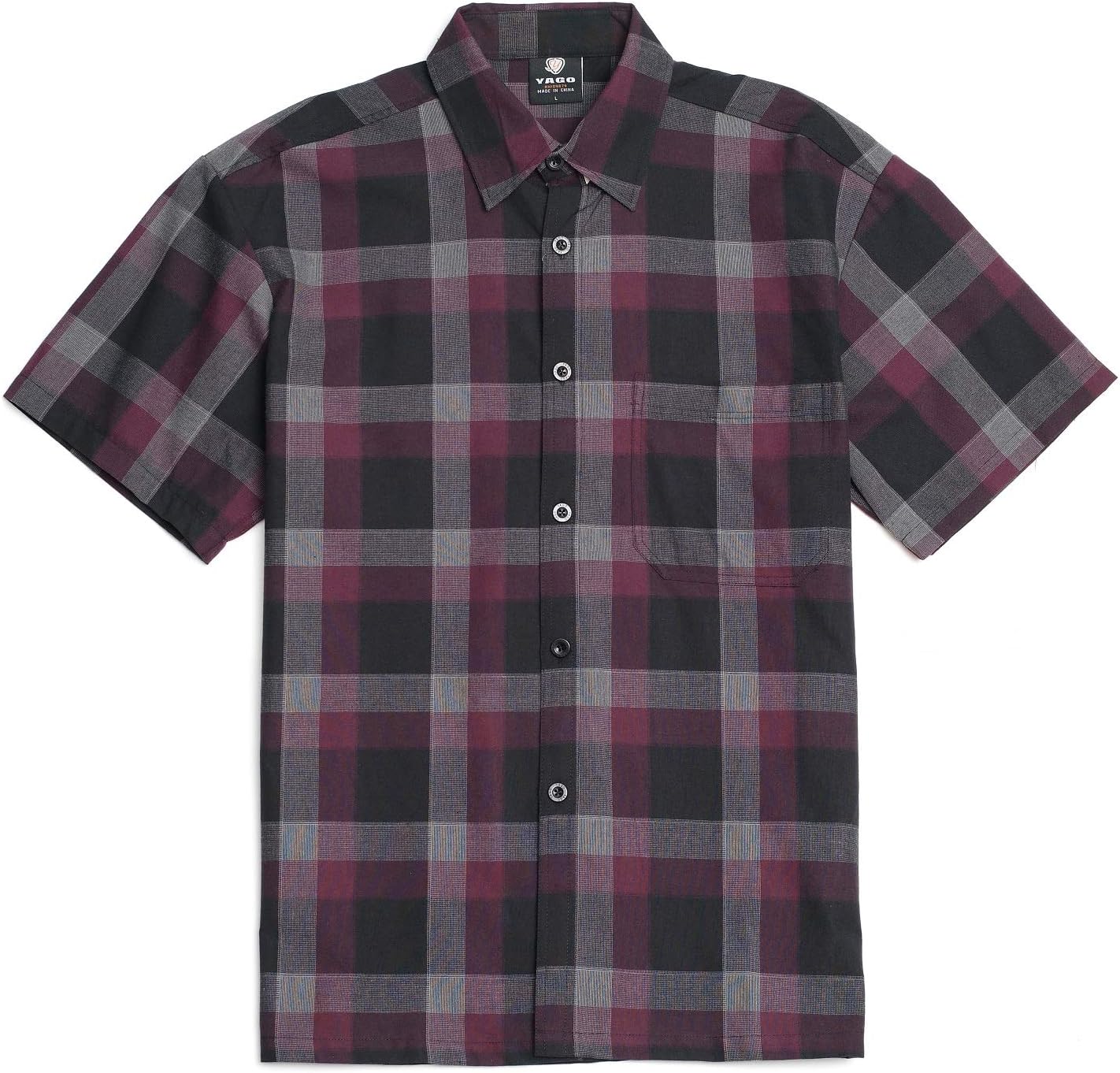 YAGO Men's Casual Checkered Relaxed Fit Button Up Short Sleeve Work Shirt - Image 5