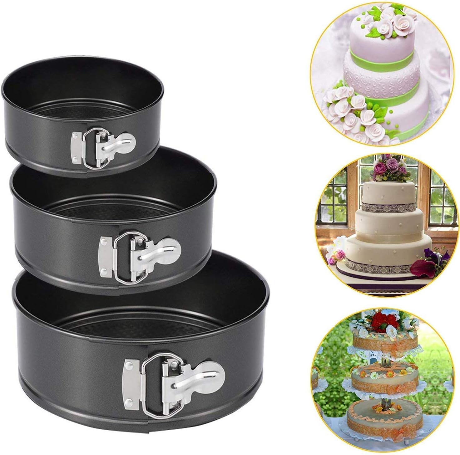 Density Collection Springform Pan Set Cake Mold Set, Nonstick Leakproof 3pcs (4"/7"/9") Cake Pan Bakeware Cheesecake for Party, Home Gathering, Kitchen, Feast and Holidays