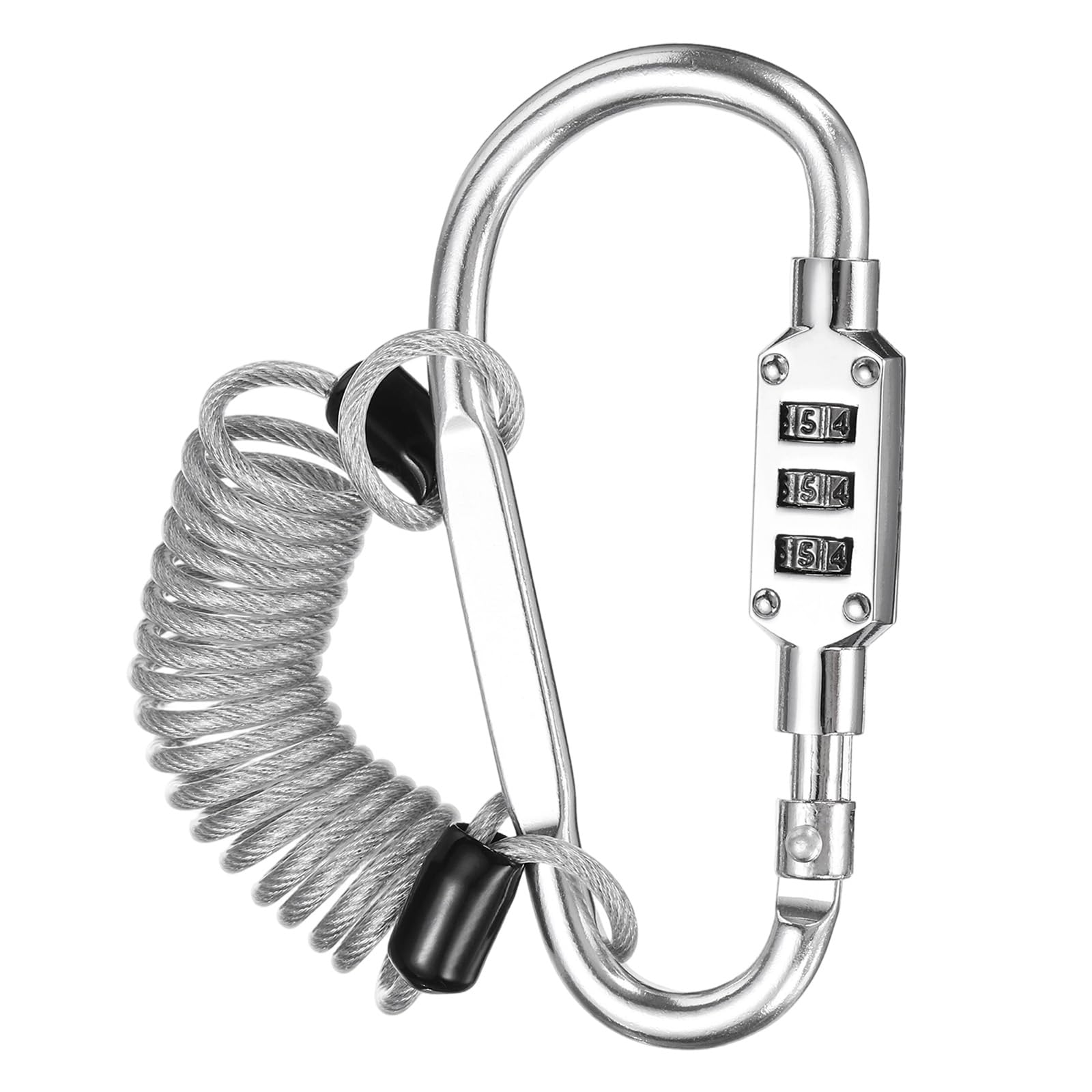 PATIKIL Security Steel Cable Lock, (3.3 Feet, Silver), Double Loop Safety Wire Rope with 3.8" D-Shaped 3-Digit Code Combination Lock, Suit for - Bicycles/Motorcycle/Suitcase/Luggage