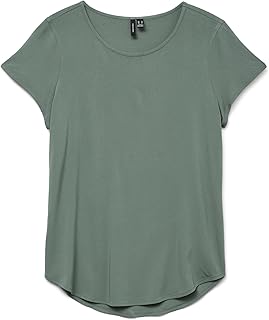 VERO MODA Women's Blouse Short Sleeve Crew Neck Basic Regular Fit