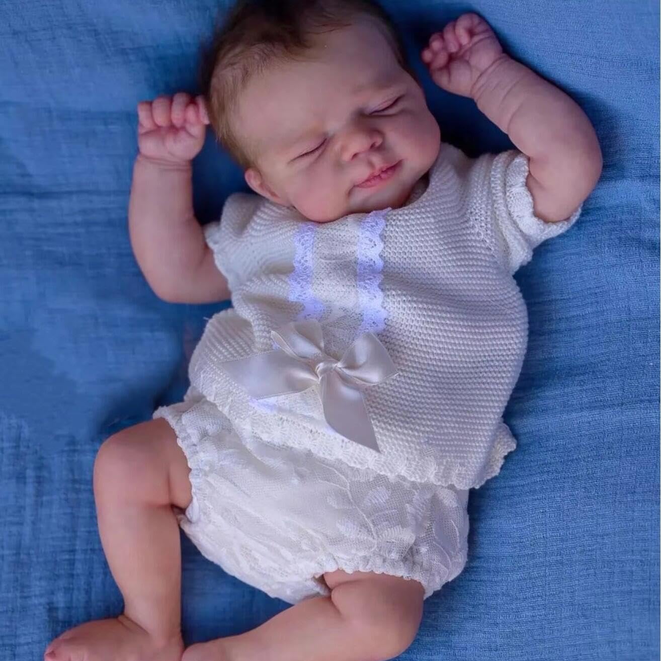 RXDOLL Realistyczne śpiące lalki Reborn Baby Dolls winylowe na całe ciało, 45 cm, realistyczne, anatomicznie poprawne, dziewczyna, prawdziwe życie, lalka, silikonowa, lalka Reborn z akcesoriami