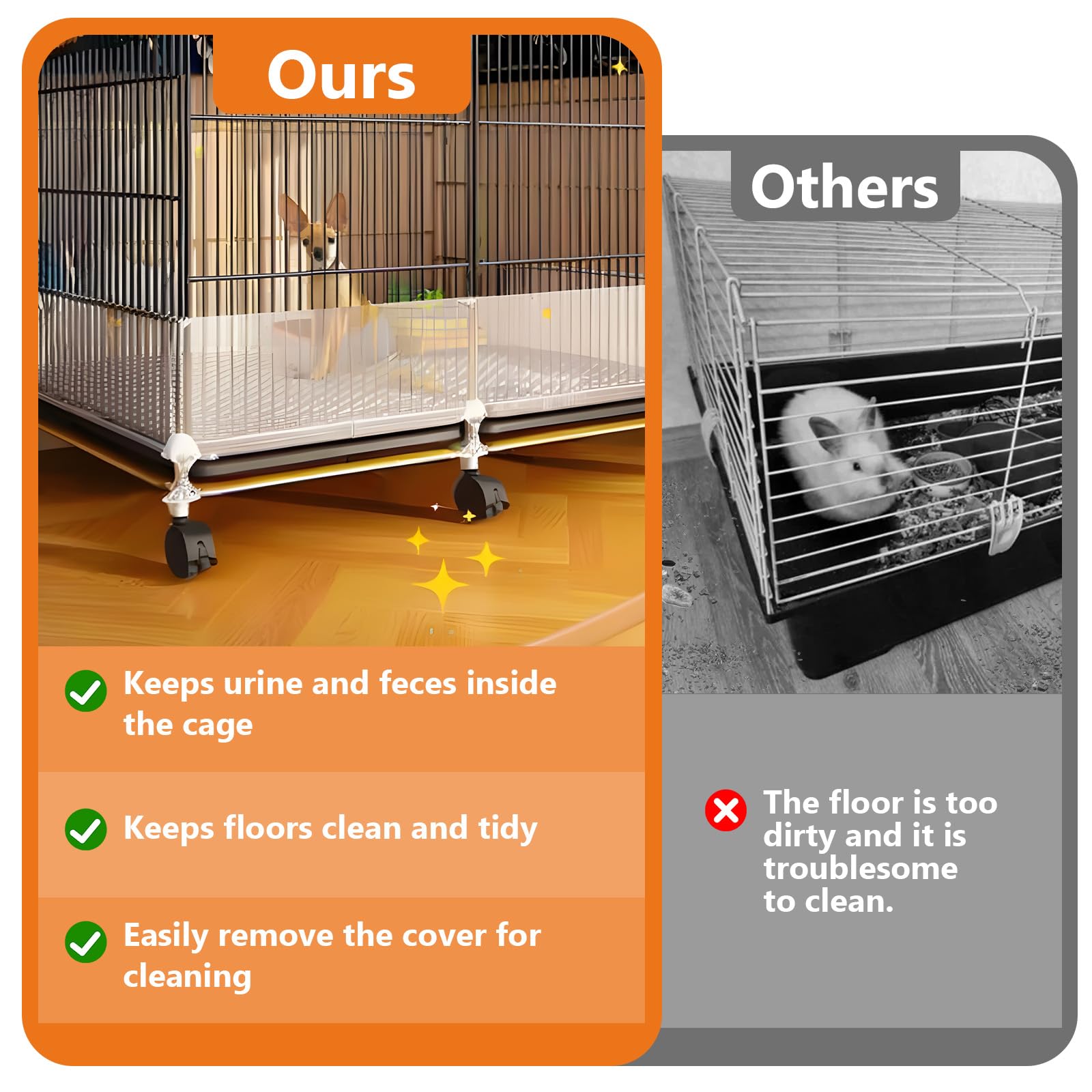 Lot de 12 protections de cage pour animal de compagnie, protection des bords transparents, 25,4 x 21,6 cm