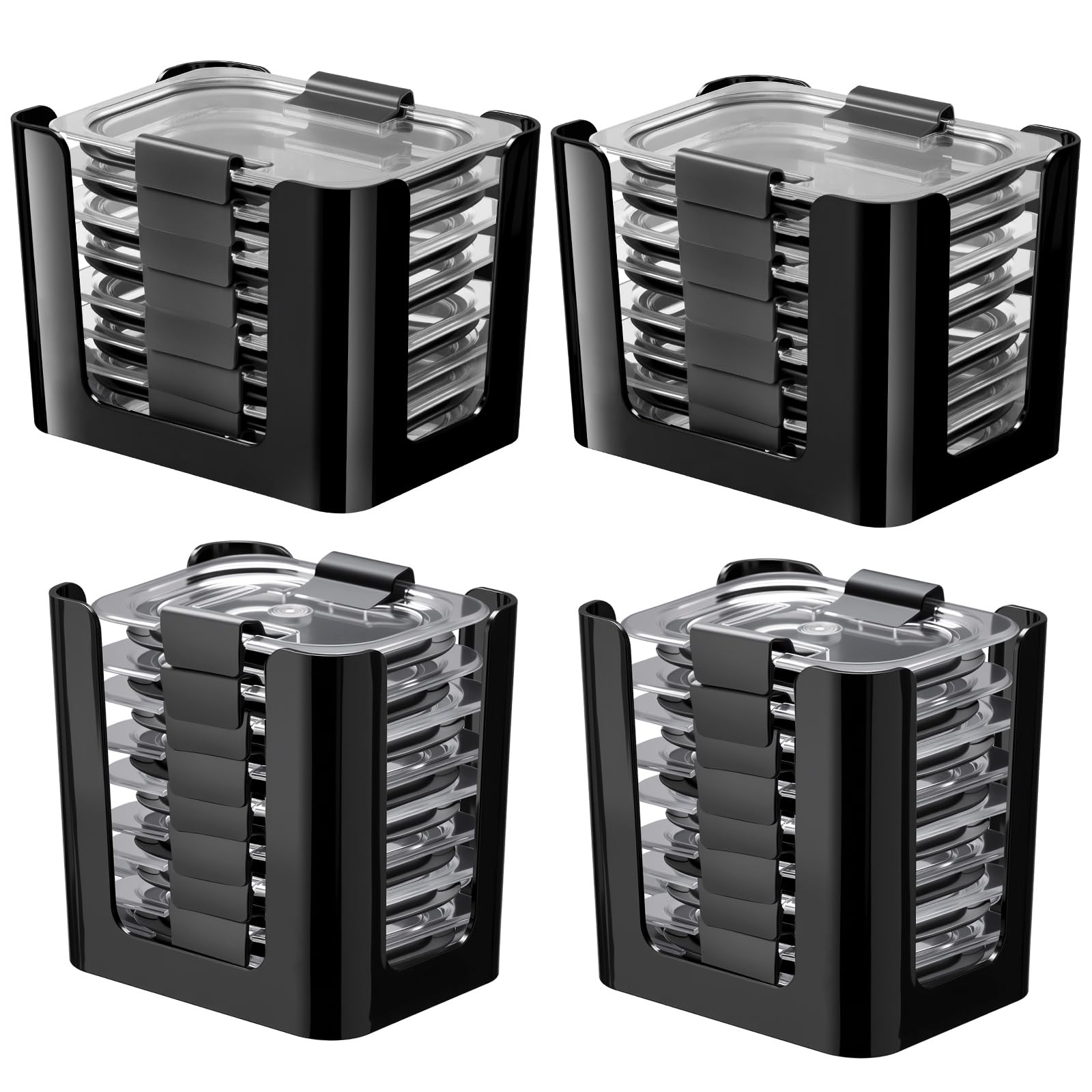 4 Pcs Lids Organizer for Rubbermaid Brilliance Lids | Stack-able Lid Storage, Holds 4.7 Cup, 3.2 Cup & 1.3 Cup Food Containers, Inside Cabinet