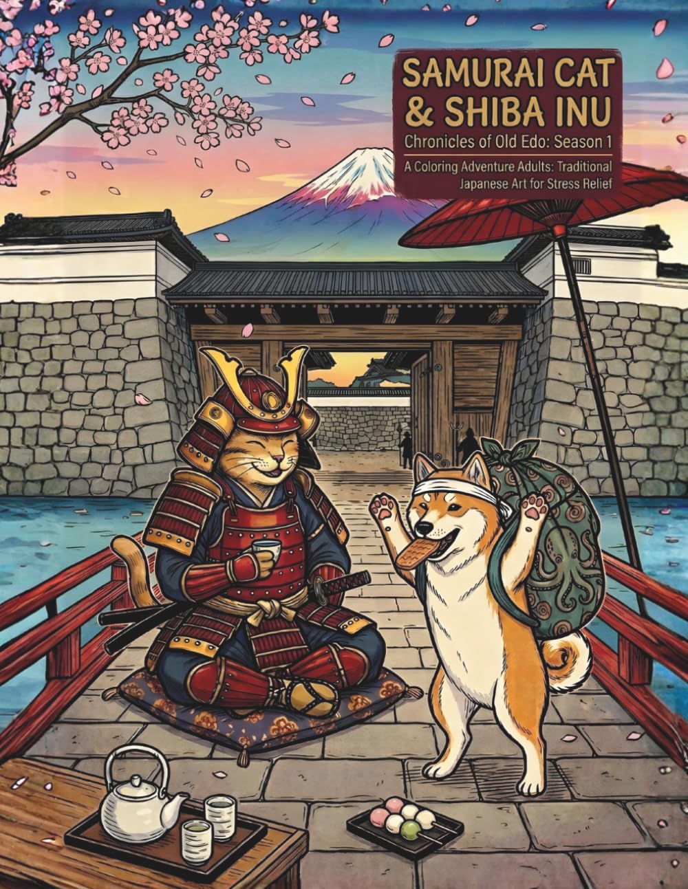SAMURAI CAT & SHIBA INU: Chronicles of Old Edo: Adult Coloring Book with 25 Japanese Ukiyo-e Style Illustrations (Season 1)