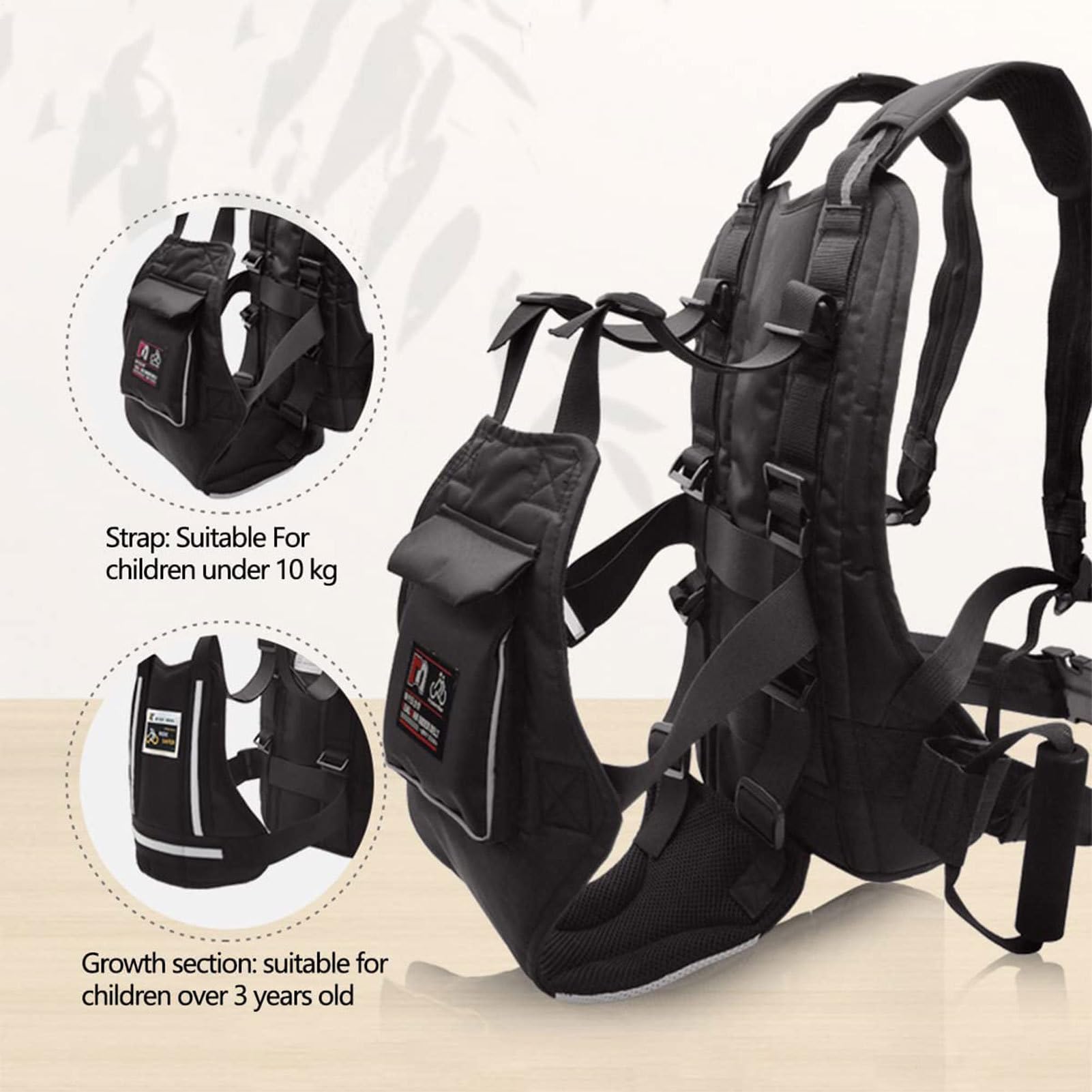 Arnés de seguridad para motocicletas infantiles, correa ajustable para con asas diseño de banda reflectante, eficaz evitar correas y accesorios de bicicleta suciedad