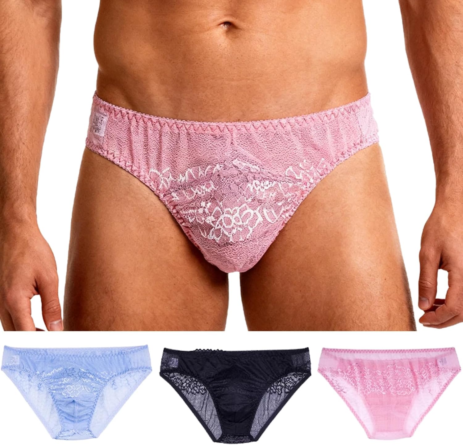 Men Sexy Briefs Sissy Pouch Panties Lingerie Lace Gay Breathable Underwear
