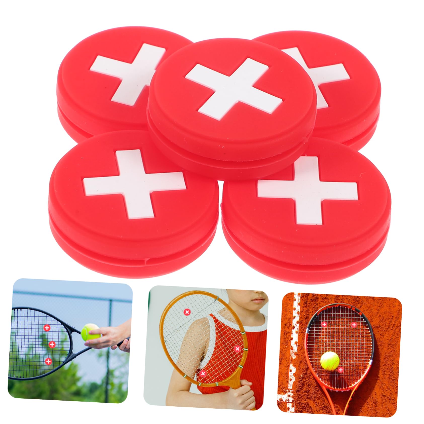 GOOHOCHY 5pcs Flag Tennis Racket Dampener Easy Install Vibration Absorber for Racket