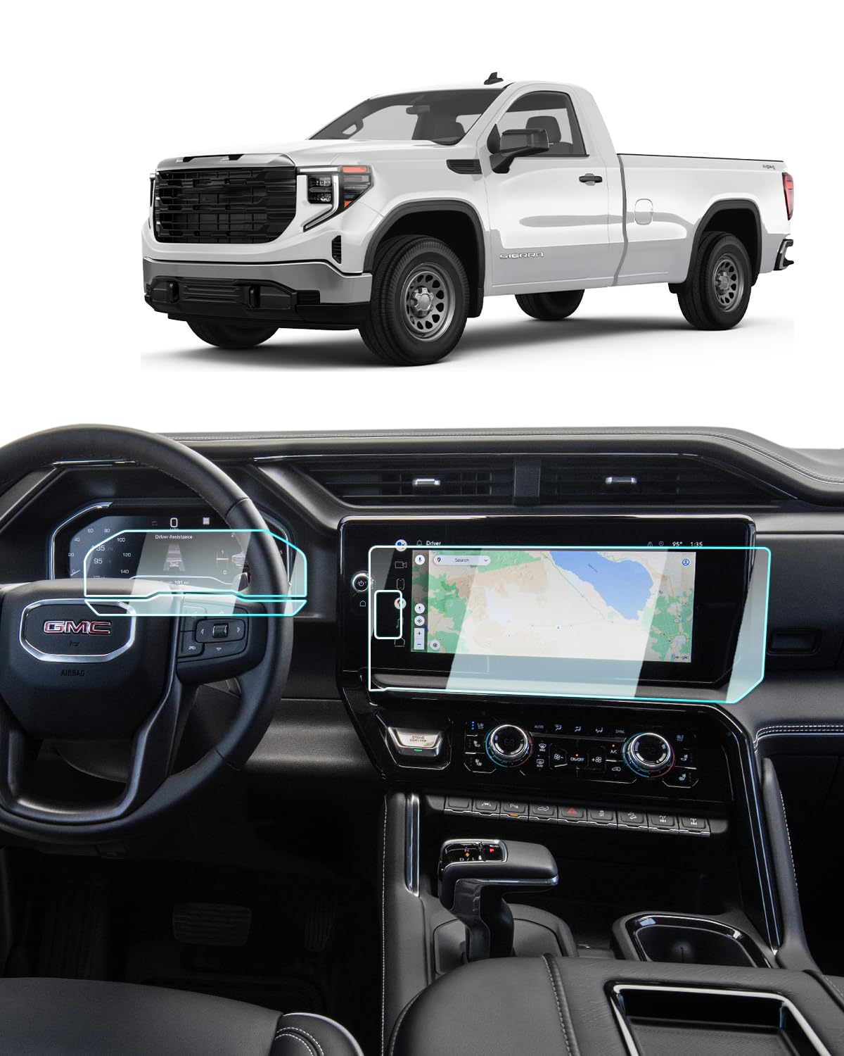 For 2025 GMC Sierra Screen Protector -(2PCS) 2022-2024 2025 Sierra 1500 (AT4/AT4X/Denali/Denali Ultimate)/2500HD/3500HD Accessories 13.4