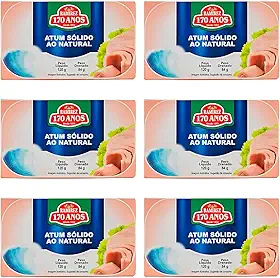 Atum em Lata Sólido Light Ramirez em Água ao Natural 120g Dieta - Rico em Ômega 3 - Importado de Portugal - Tampa Abre Fácil - 6Un.