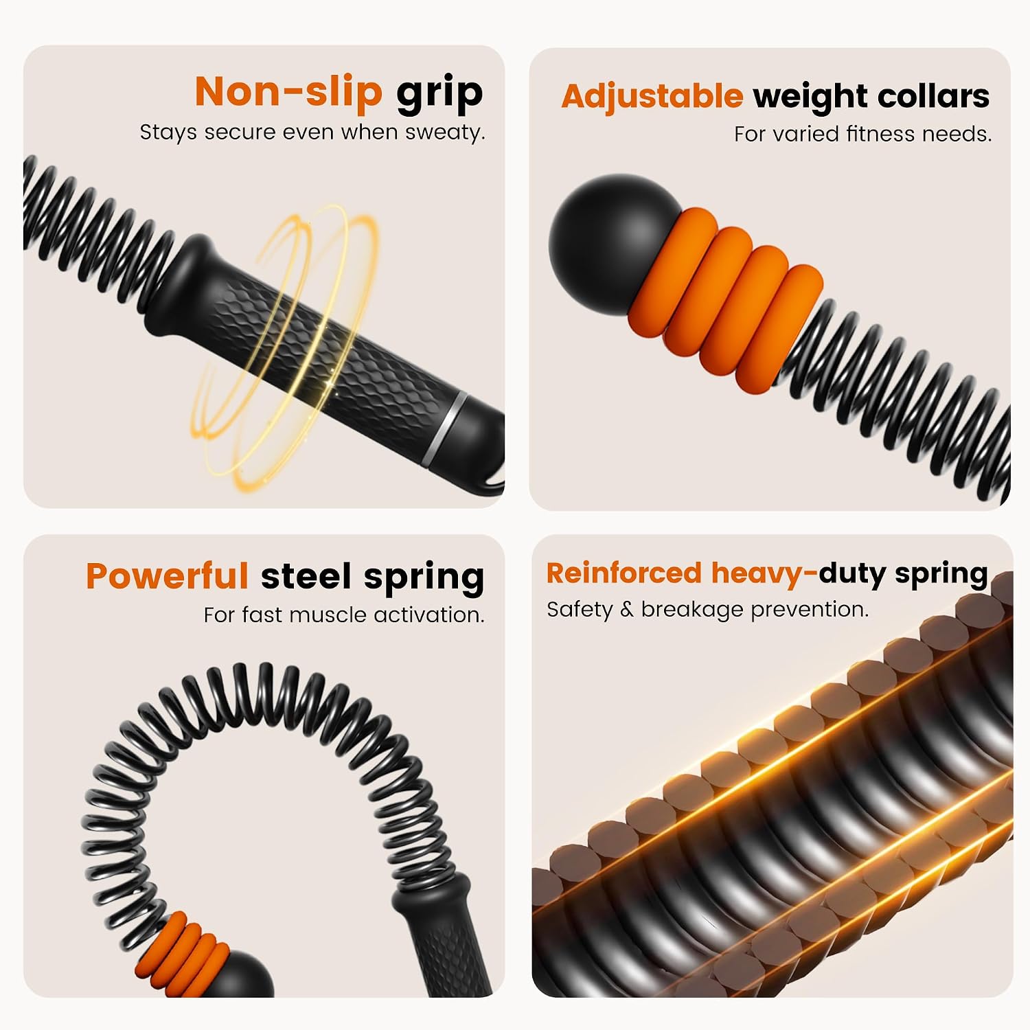 Adjustable Ropeless Battle Ropes, Portable Cordless Battle Ropes for Home Gym, Workout Equipment Exercise Rope for Low-Impact Workout, Strength & HIIT, for Men & Women (Black)