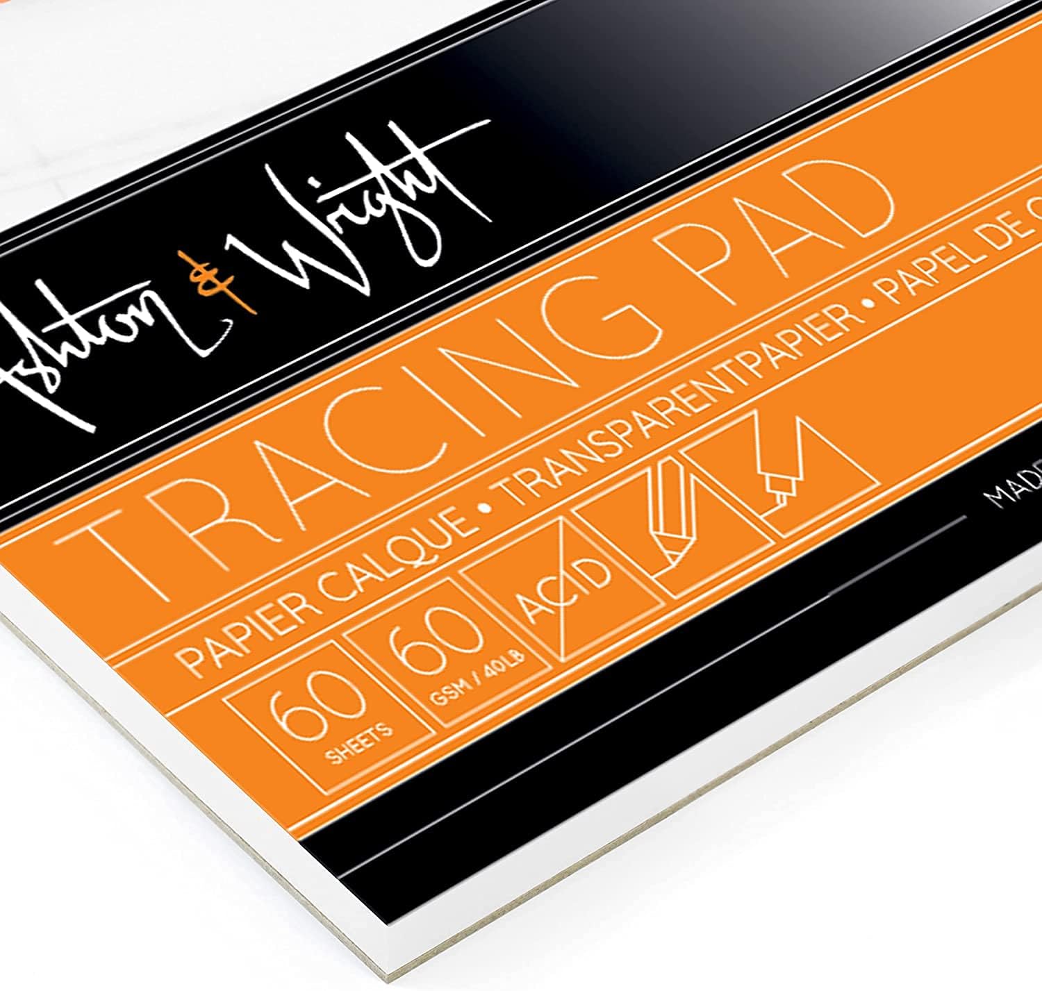 Ashton and Wright -Tracing Paper Pad - 80gsm Paper - 5.8"" x 8.3"" A5-60 Sheets - Pack of 5