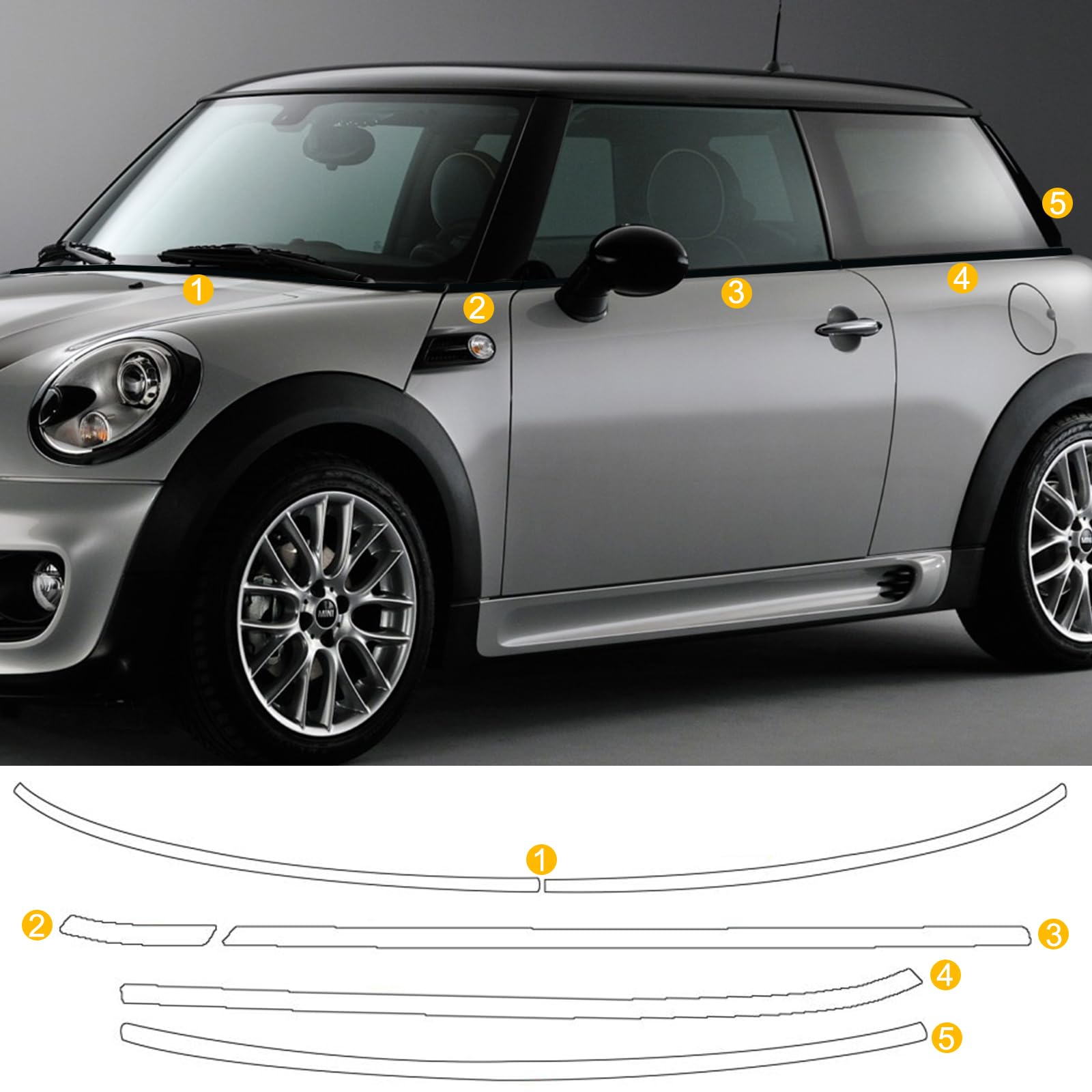 navigator　R56　ブラックアッパトリム　ロアトリムセット社外品 Amazon.com: Black Belt Line Trim for Mini Cooper R56 Window Sill