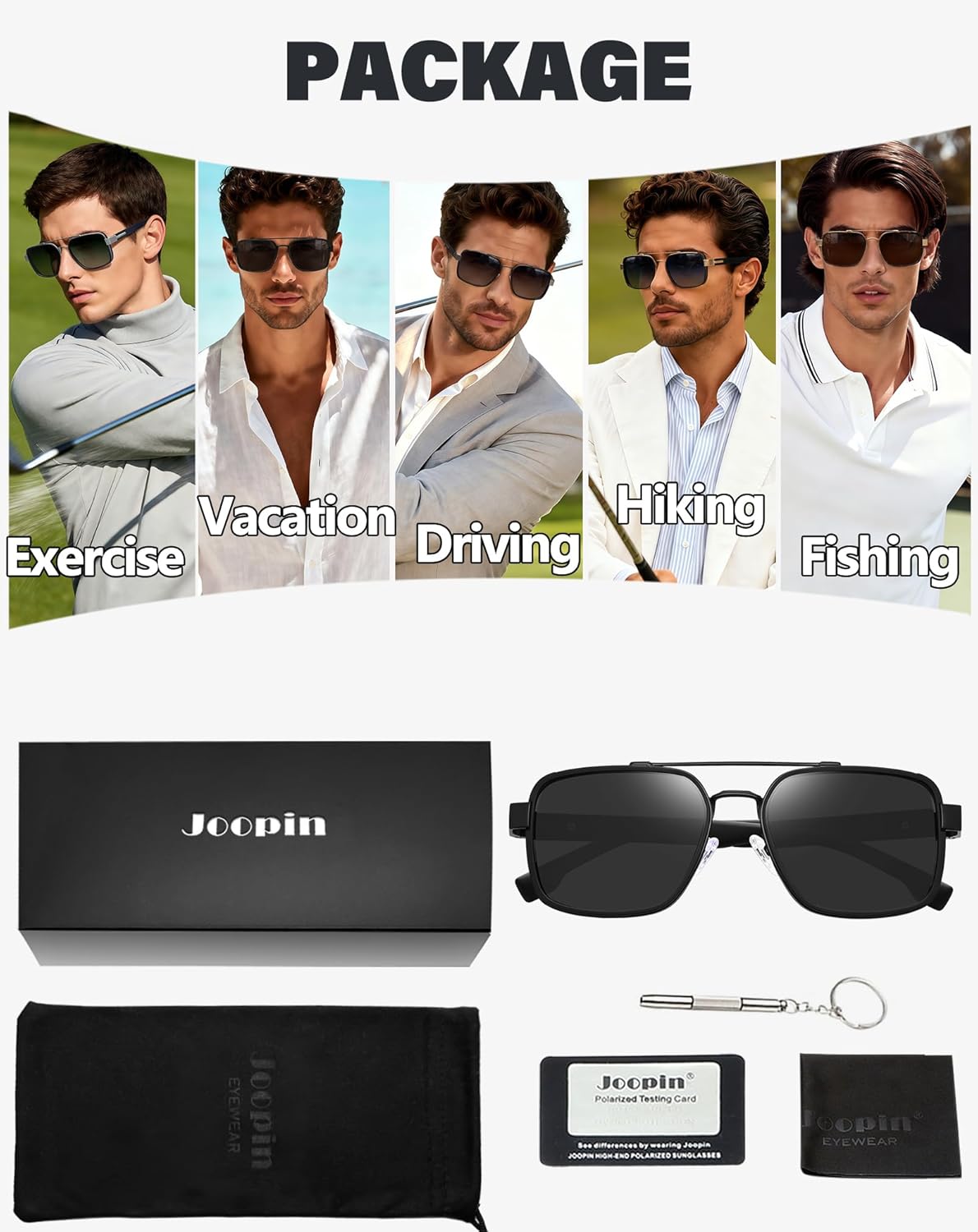 Joopin Square Aviator Sunglasses for Men Women Retro Pilot Sun Glasses Polarized UV Protection Double Bridge Shades - Image 6