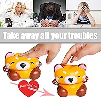 Vista 5 de Lindo panda rojo de levantamiento lento, juguete de mapache Squishys regalo de cumpleaños para niños, alivio del estrés, juguetes Kawaii Squishie