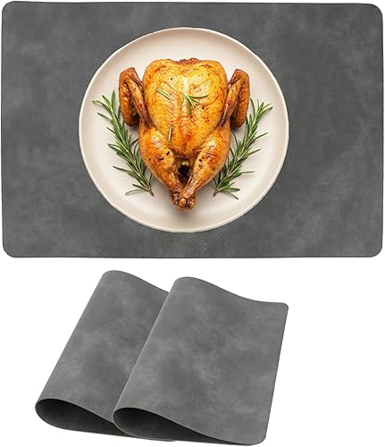 Miniatura 9 de Juego de 2 manteles individuales de cuero, Día de Acción de Gracias, Navidad, manteles individuales para cocina, impermeables, fáciles de limpiar,