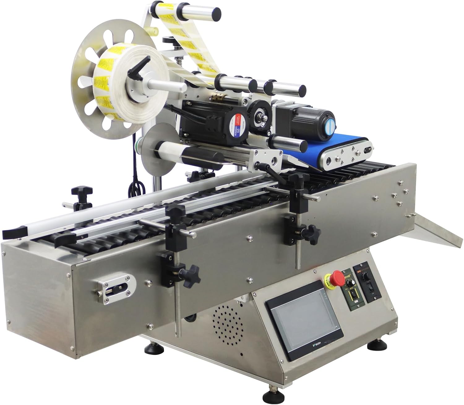 Automatic Round Bottle Labeling Machine with Roller Conveyor Bottle Lable Applicator Machine Horizontal Labeling Machine 110v