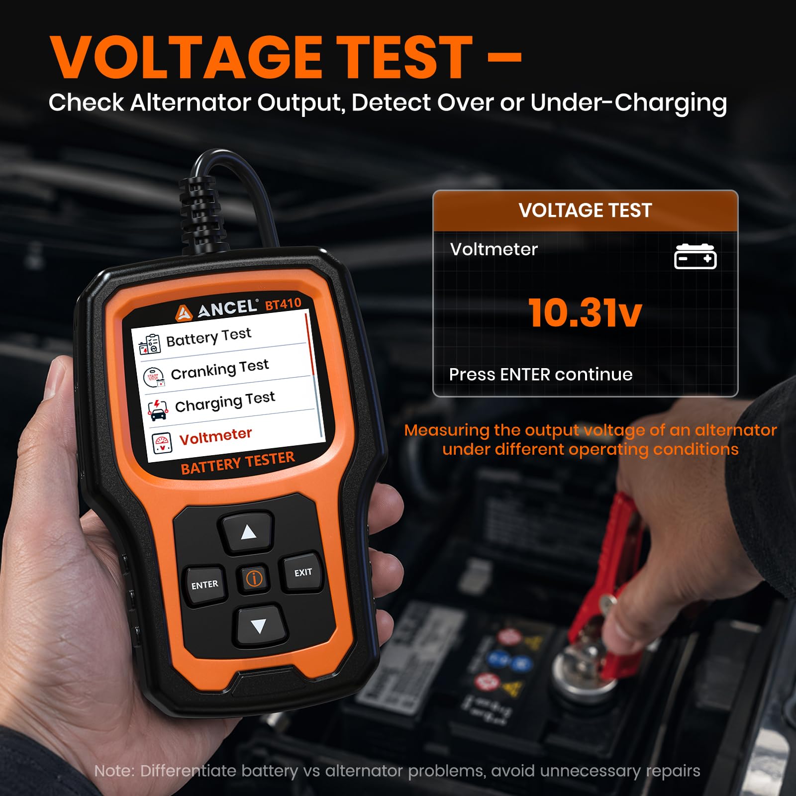 12V 24V Comprobador de Baterías de Coche 100-2000CCA para Plomo y Litio BAT | Probador de Batería de Coche con Prueba de Batería, Arranque, Carga y Alternador para ATV SUV Camión Moto Barco Yate
