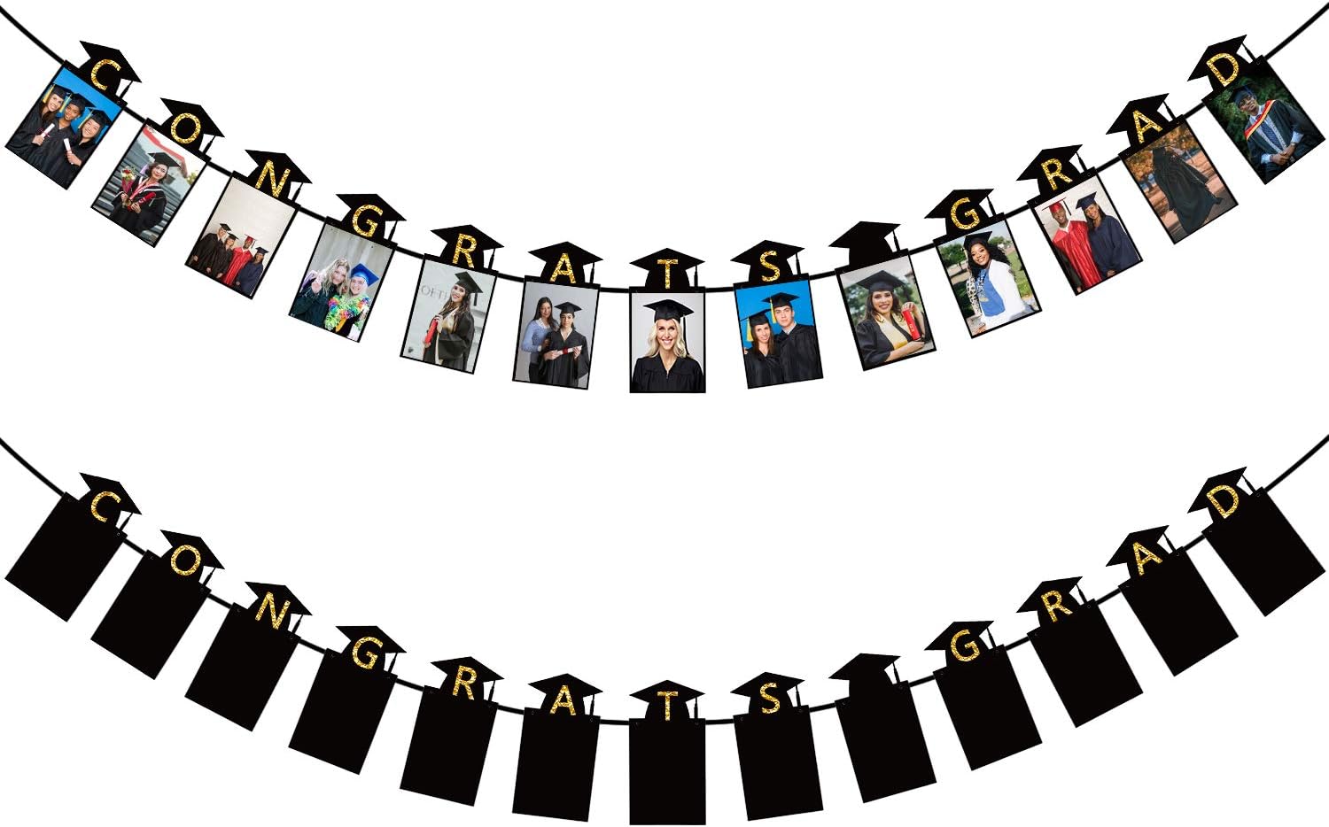 JOZON 2 Pack 2021 Graduation Photo Banner Graduation Party Supplies Congrats Grad Garland Graduation Party Decorations for Grad Party Photo Props and Backdrop