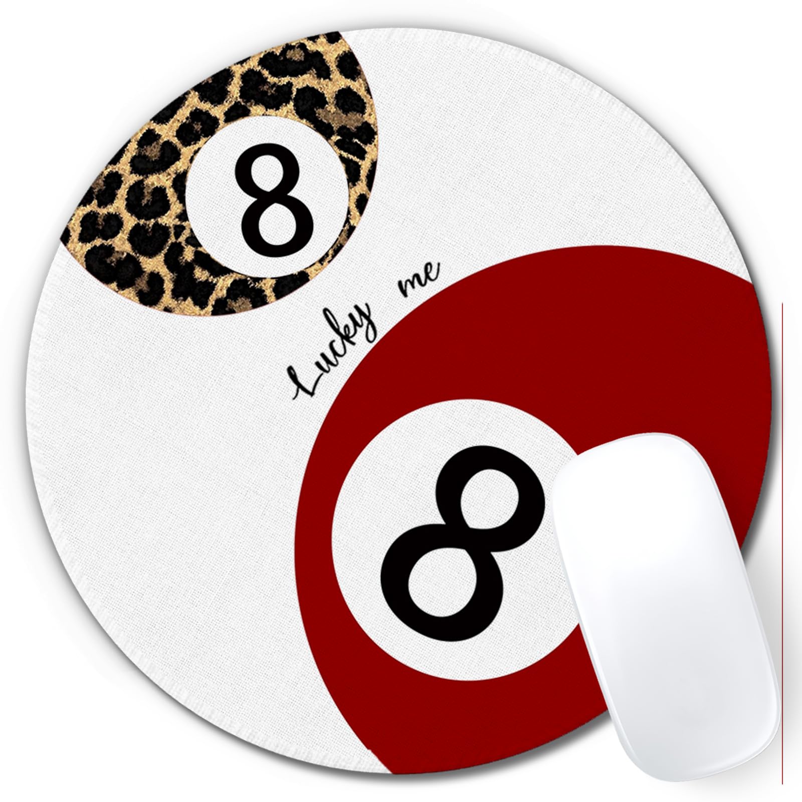 Nipil Trendy Retro Lucky 8 Ball Mouse Pad, Preppy Leopard Cheetah Mouse Pads Mousepad for Desk Home Office Dorm Computers Laptop, Preppy Girly Office