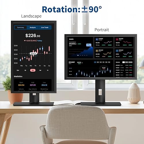 Miniatura 7 de Vesa - Soporte para monitor, ajuste de altura de resorte giratorio e inclinable, compatible con monitores de 32 pulgadas y peso entre 4.8 y 11